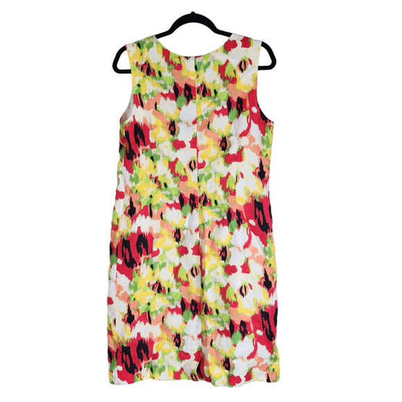 Kim Rogers Womens Dress 12 100% Linen Watercolor Floral Sleeveless Knee Length - Picture 2 of 6